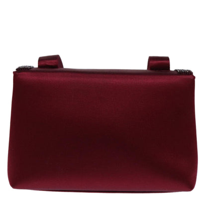 CHANEL Shoulder Bag Satin Red CC bs13944