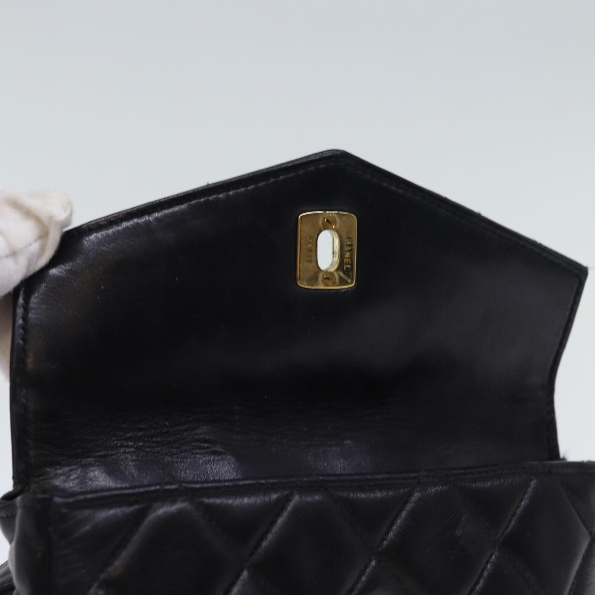 CHANEL Matelasse Turn Lock Waist bag Leather Black CC bs13969