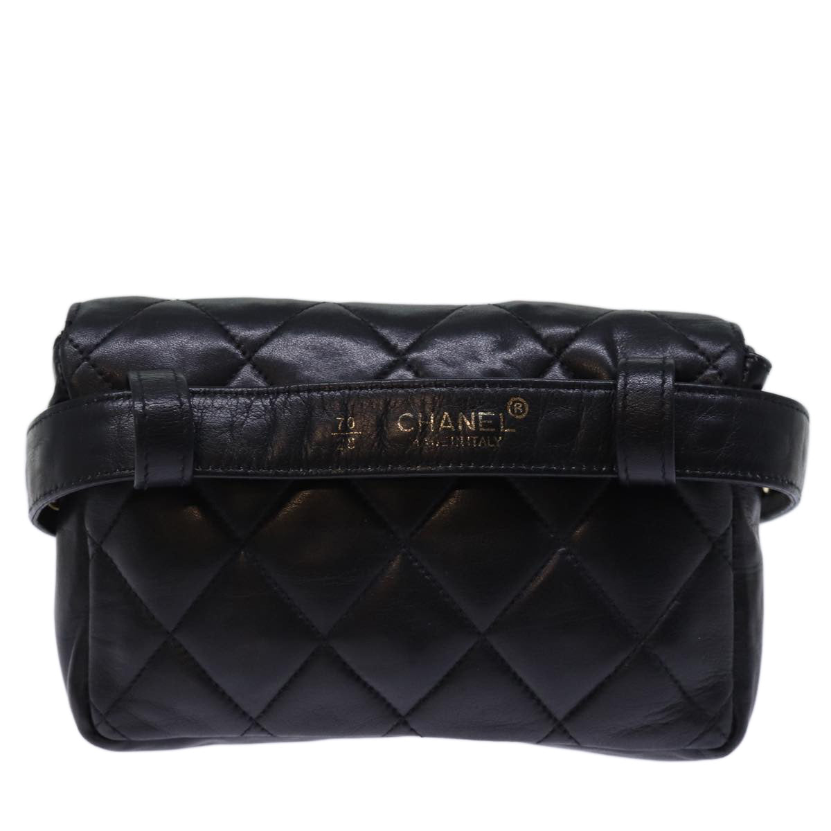 CHANEL Matelasse Turn Lock Waist bag Leather Black CC bs13969