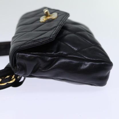 CHANEL Matelasse Turn Lock Waist bag Leather Black CC bs13969