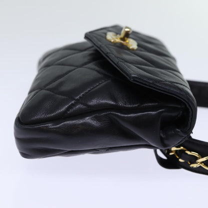 CHANEL Matelasse Turn Lock Waist bag Leather Black CC bs13969