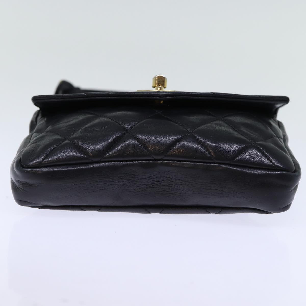 CHANEL Matelasse Turn Lock Waist bag Leather Black CC bs13969