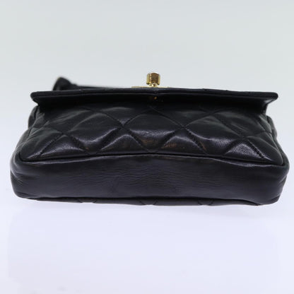 CHANEL Matelasse Turn Lock Waist bag Leather Black CC bs13969