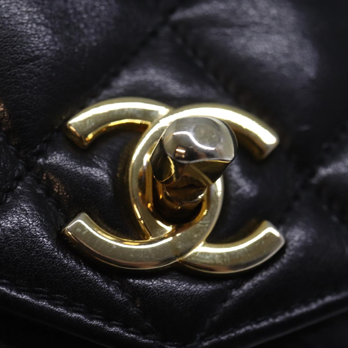CHANEL Matelasse Turn Lock Waist bag Leather Black CC bs13970