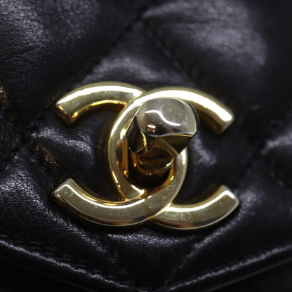 CHANEL Matelasse Turn Lock Waist bag Leather Black CC bs13970