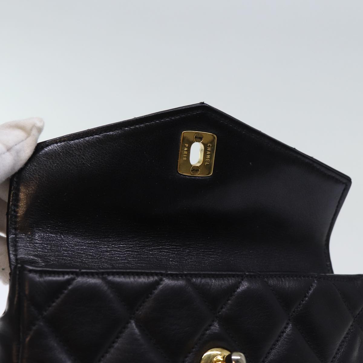 CHANEL Matelasse Turn Lock Waist bag Leather Black CC bs13970