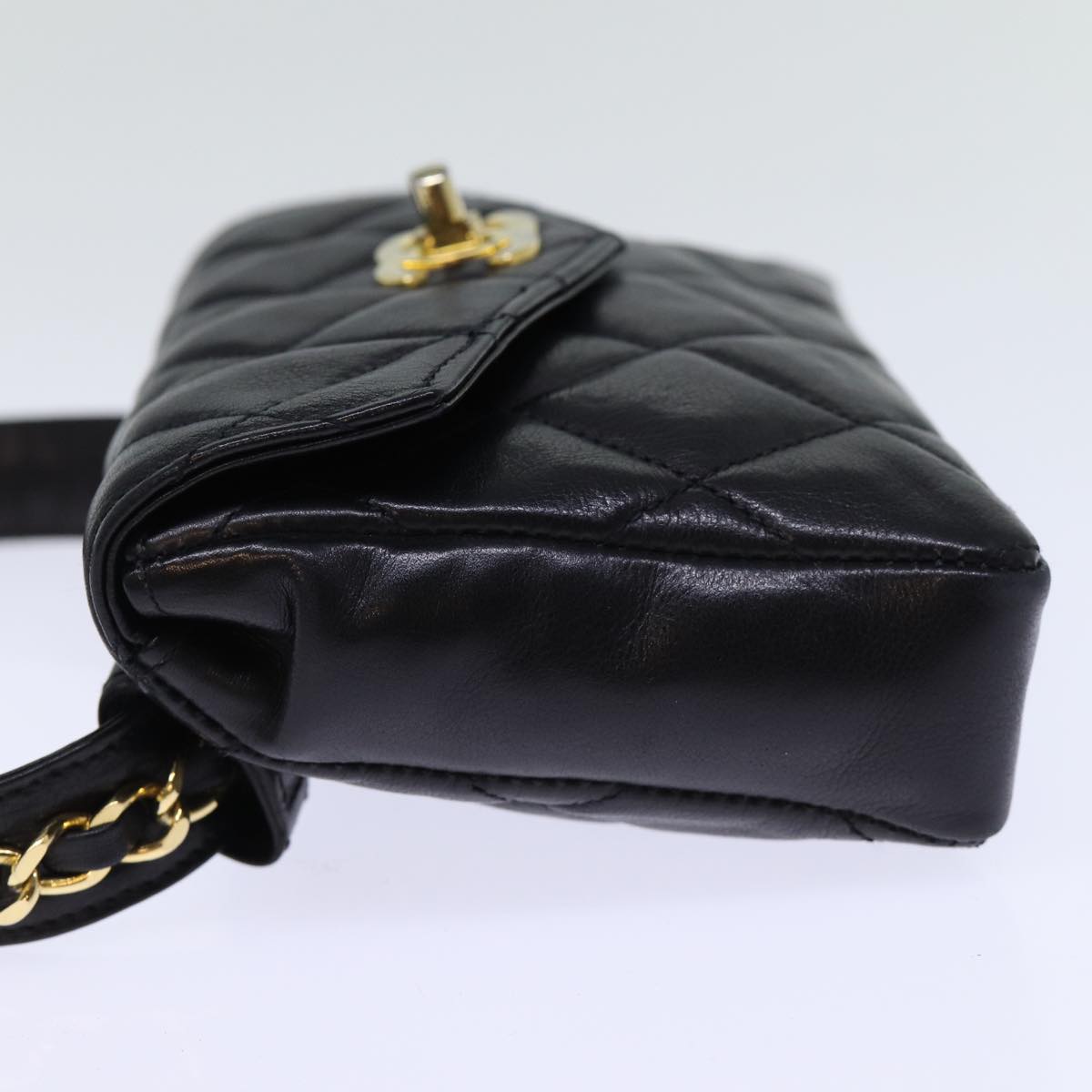 CHANEL Matelasse Turn Lock Waist bag Leather Black CC bs13970