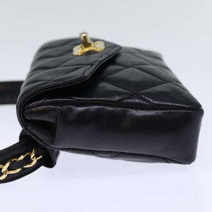 CHANEL Matelasse Turn Lock Waist bag Leather Black CC bs13970
