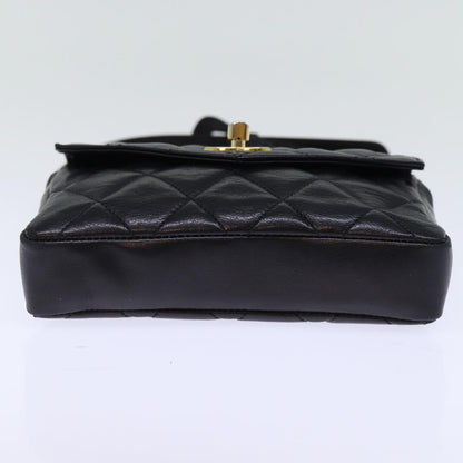 CHANEL Matelasse Turn Lock Waist bag Leather Black CC bs13970