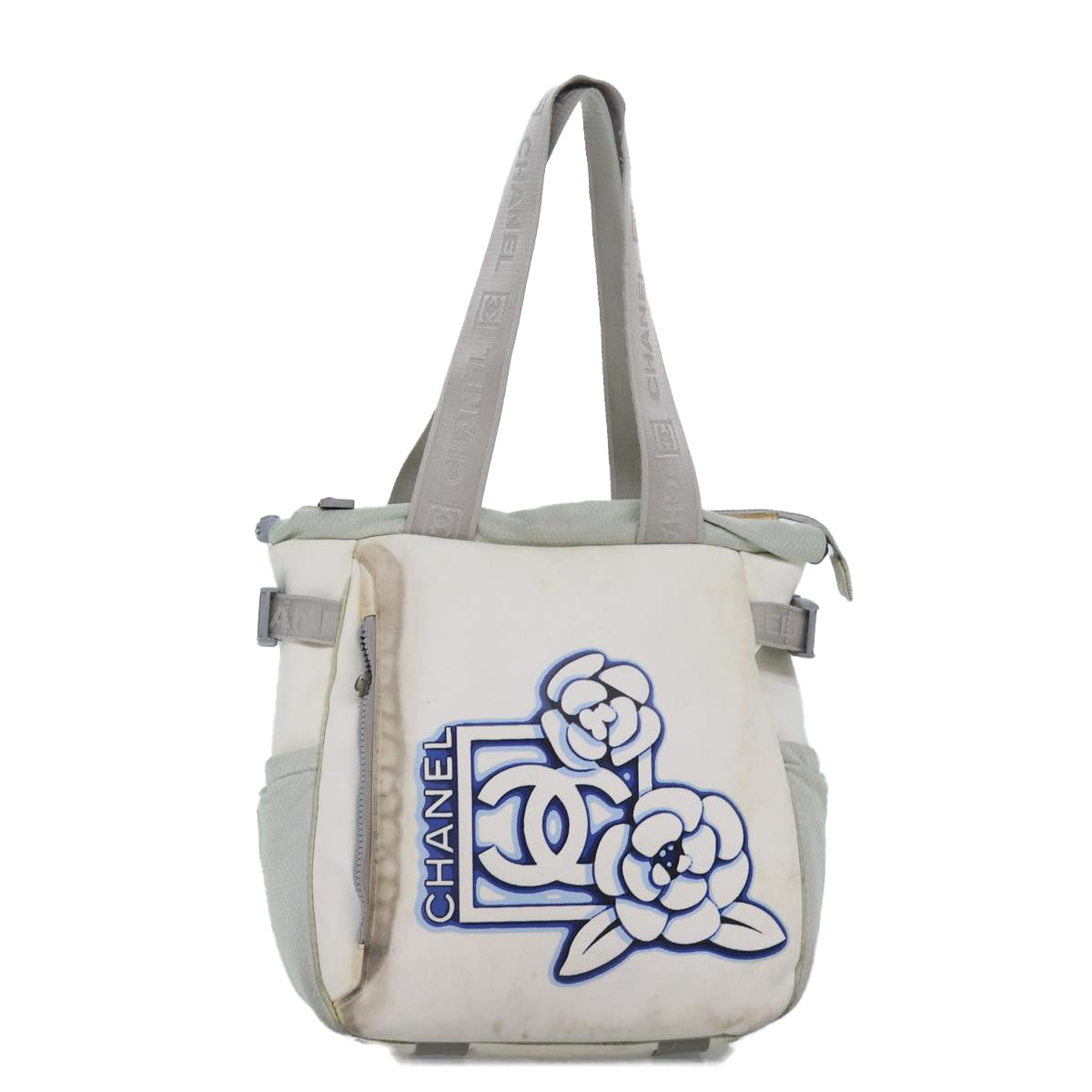 CHANEL Tote Bag Nylon White CC bs14294