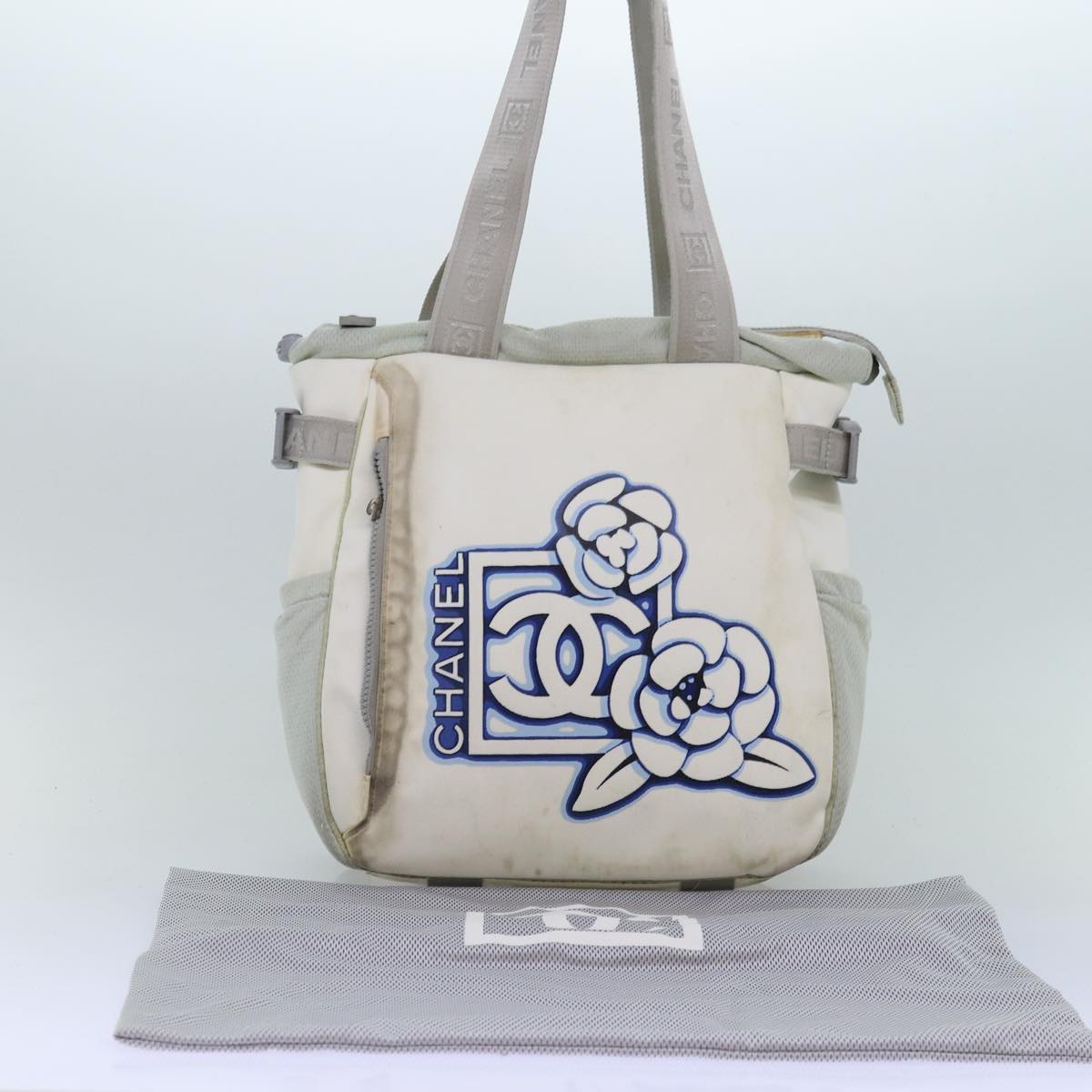 CHANEL Tote Bag Nylon White CC bs14294