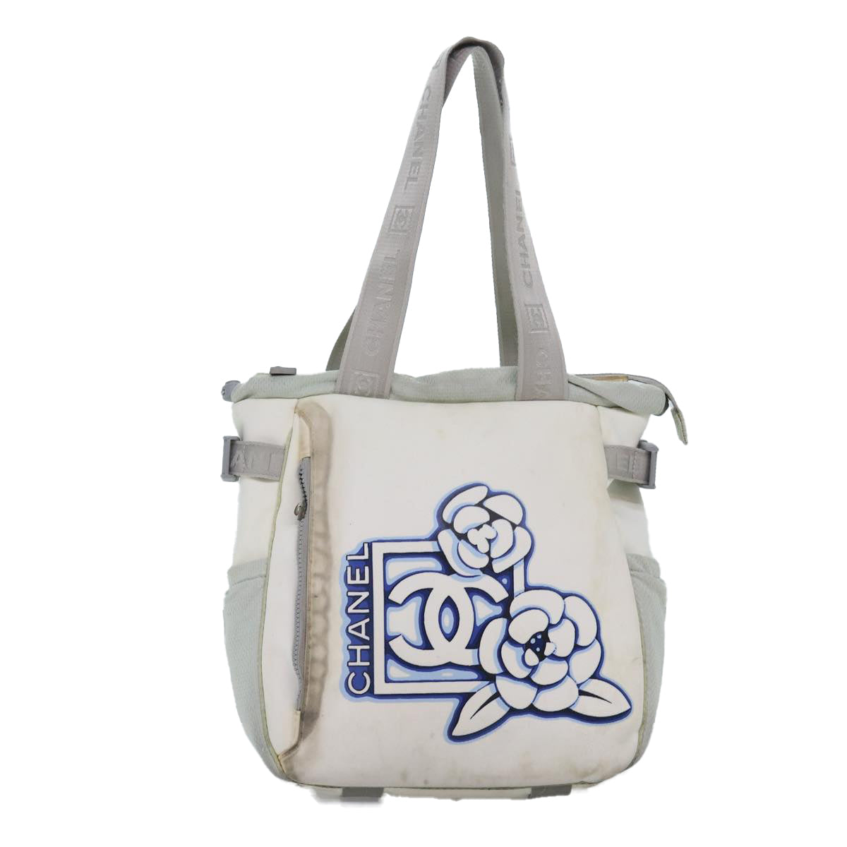 CHANEL Tote Bag Nylon White CC bs14294