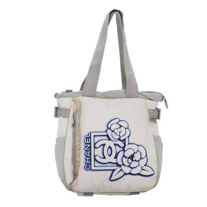 CHANEL Tote Bag Nylon White CC bs14294