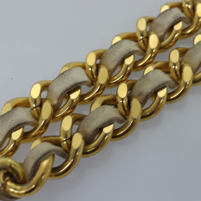 CHANEL Chain Belt metal 32.3"""""""" Gold White CC bs14521