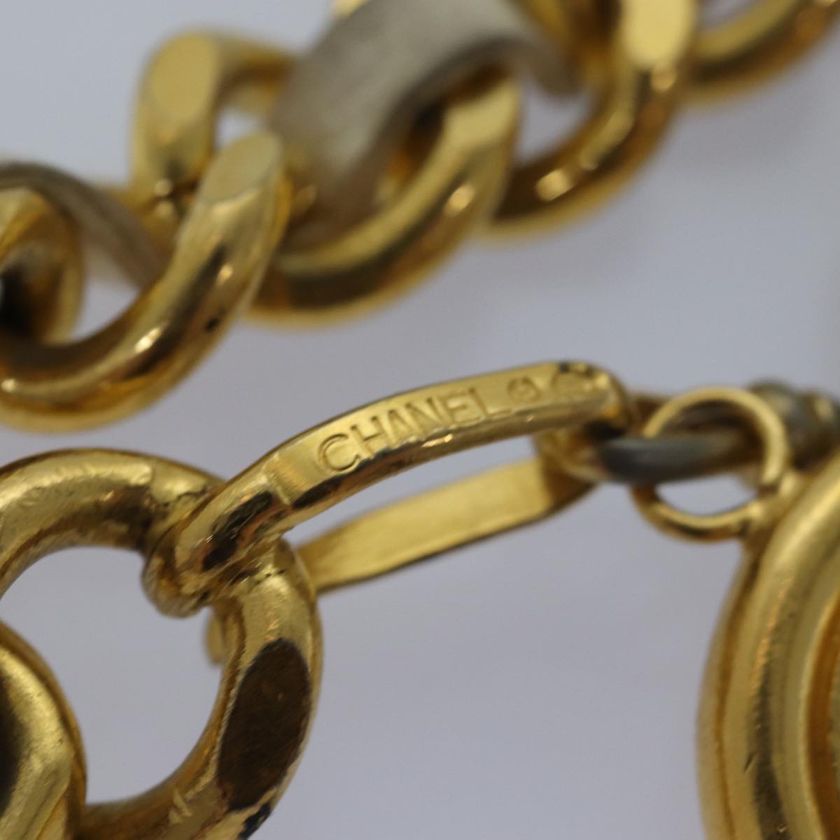 CHANEL Chain Belt metal 32.3"""""""" Gold White CC bs14521