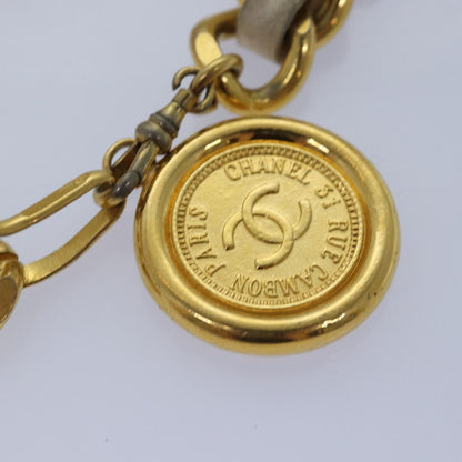 CHANEL Chain Belt metal 32.3"""""""" Gold White CC bs14521