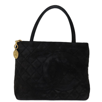 CHANEL Matelasse Tote Bag Suede Standard Black CC bs14754