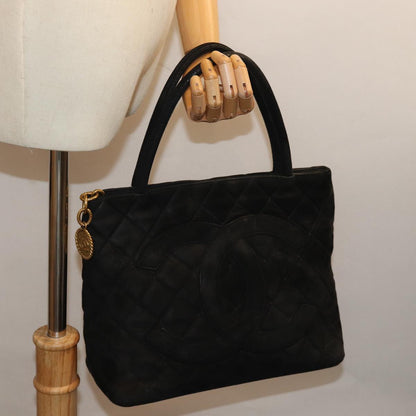 CHANEL Matelasse Tote Bag Suede Standard Black CC bs14754