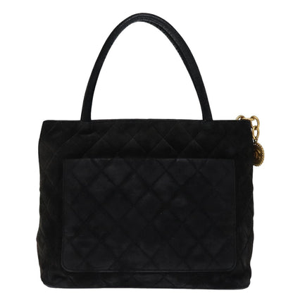 CHANEL Matelasse Tote Bag Suede Standard Black CC bs14754