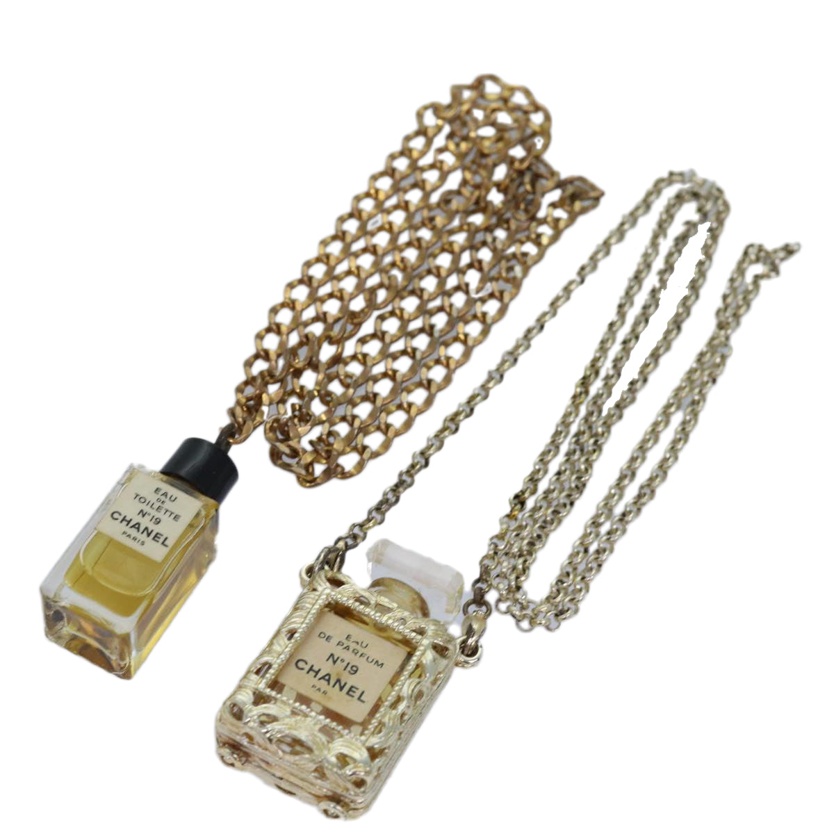 CHANEL Chain Perfume 2Set Gold Silver CC bs14879