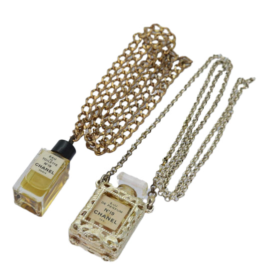 CHANEL Chain Perfume 2Set Gold Silver CC bs14879