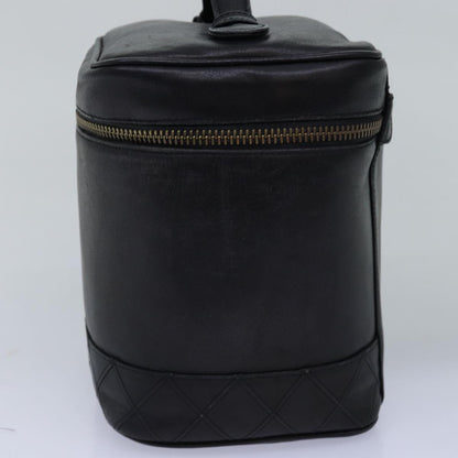 CHANEL Bicolole Vanity Cosmetic Pouch Leather Black CC bs14966