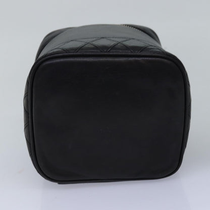CHANEL Bicolole Vanity Cosmetic Pouch Leather Black CC bs14966