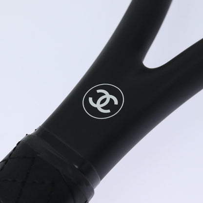 CHANEL Tennis Racket And Ball Set Leather Black White CC bs15099A