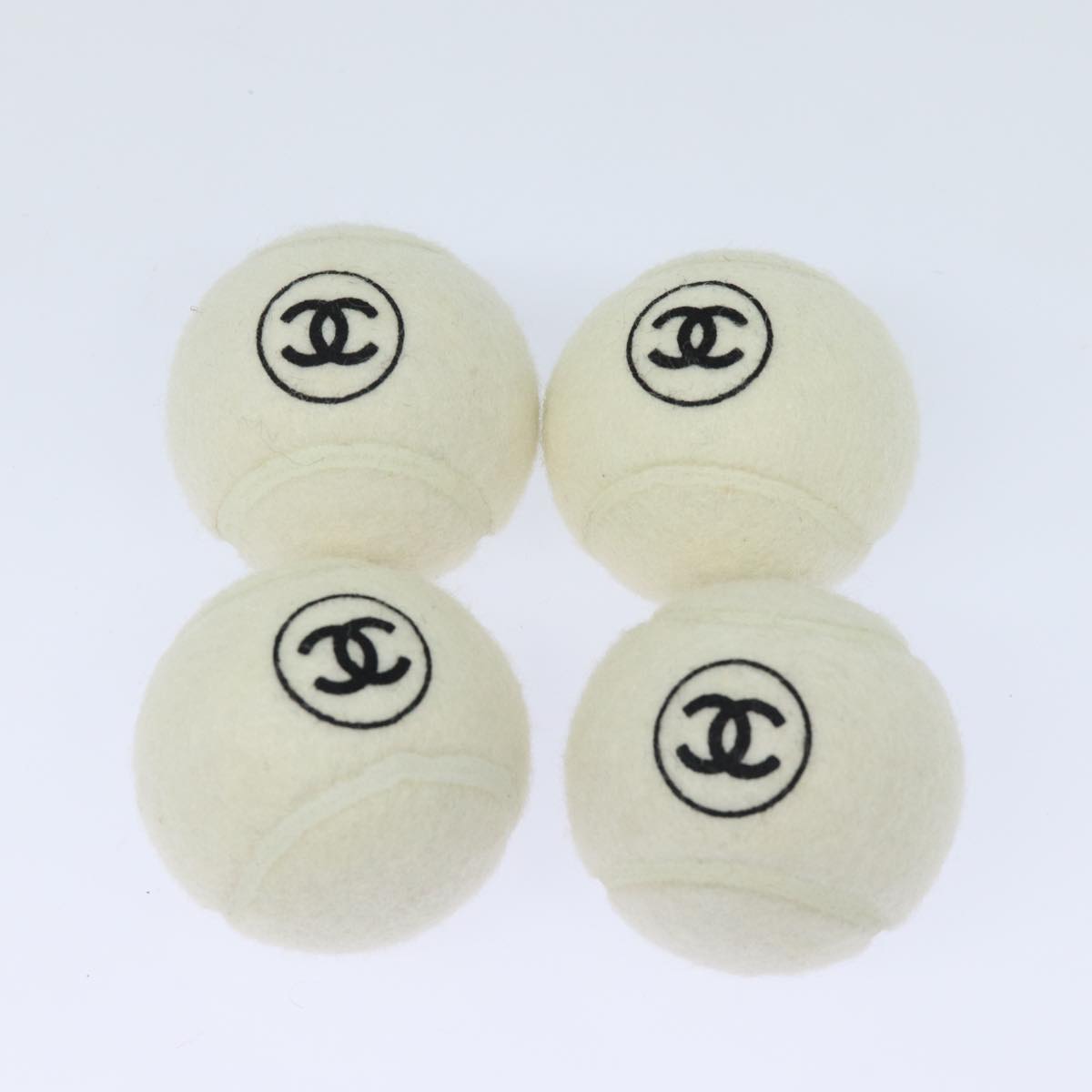 CHANEL Tennis Racket And Ball Set Leather Black White CC bs15099A