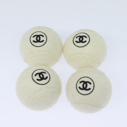 CHANEL Tennis Racket And Ball Set Leather Black White CC bs15099A
