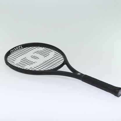 CHANEL Tennis Racket And Ball Set Leather Black White CC bs15099A