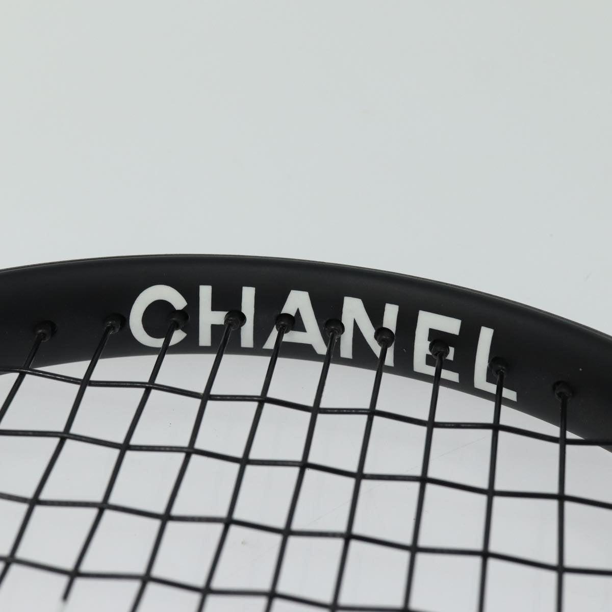 CHANEL Tennis Racket And Ball Set Leather Black White CC bs15099A
