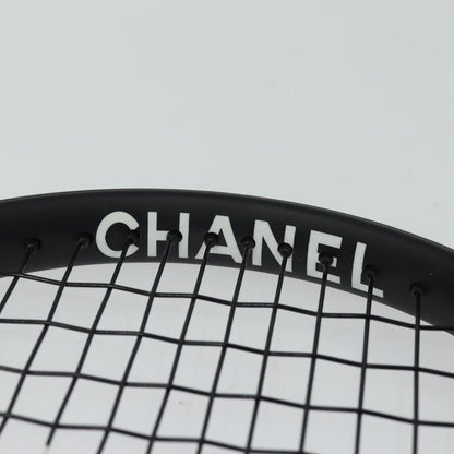 CHANEL Tennis Racket And Ball Set Leather Black White CC bs15099A