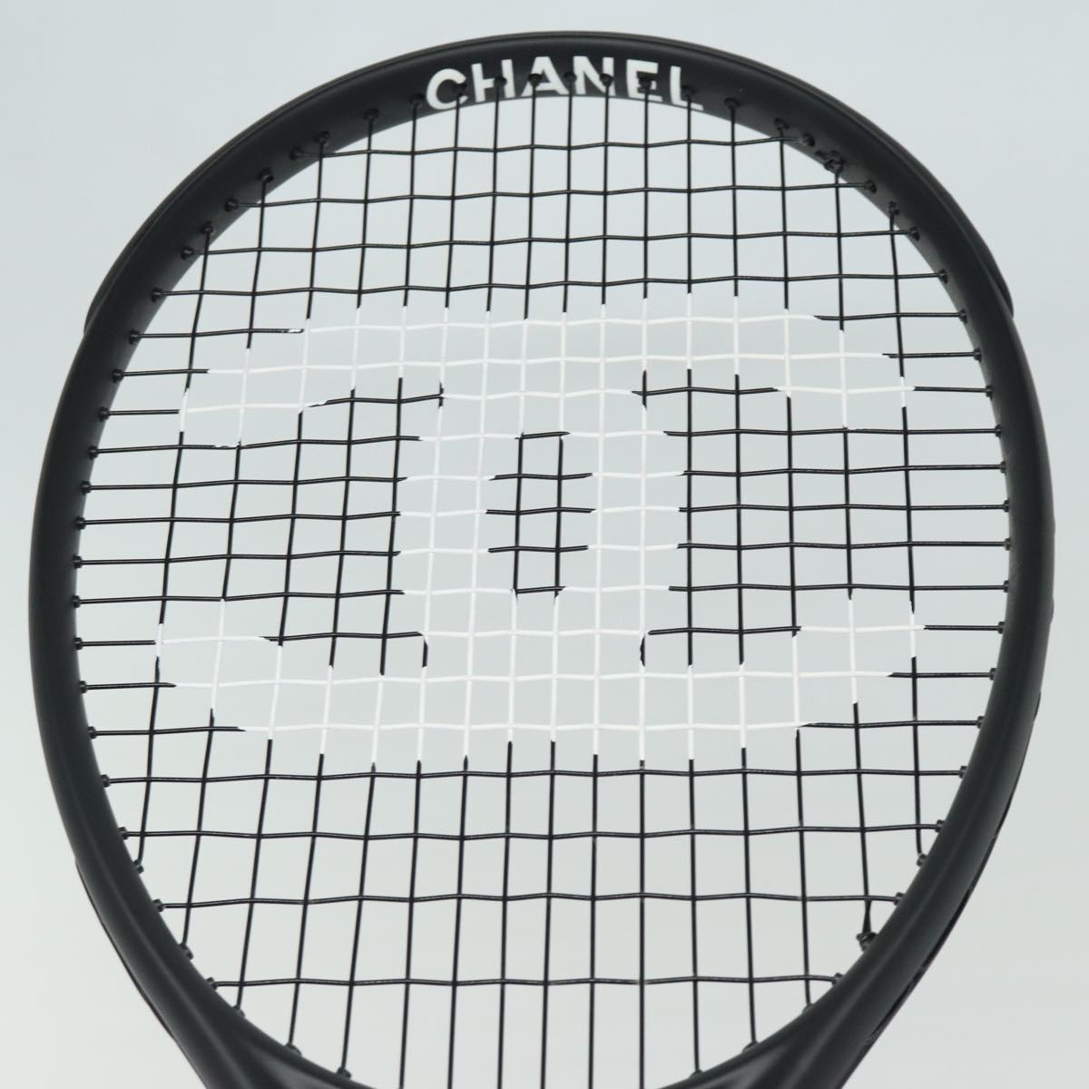 CHANEL Tennis Racket And Ball Set Leather Black White CC bs15099A