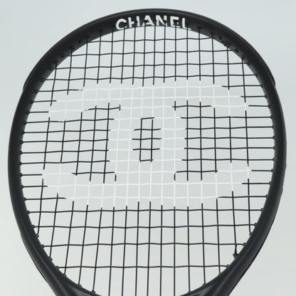 CHANEL Tennis Racket And Ball Set Leather Black White CC bs15099A