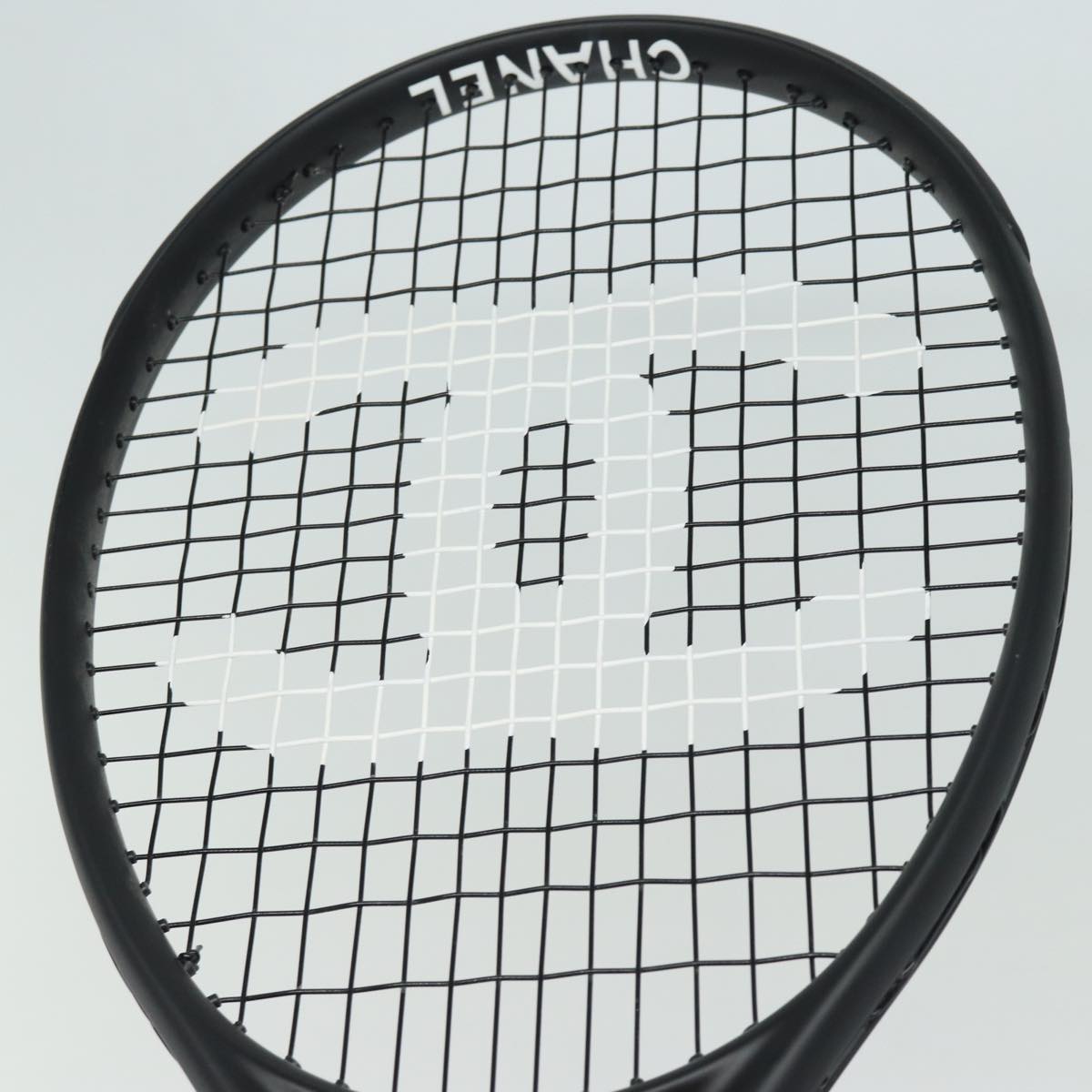 CHANEL Tennis Racket And Ball Set Leather Black White CC bs15099A