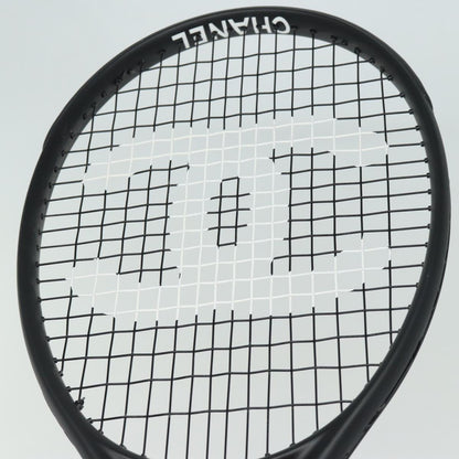 CHANEL Tennis Racket And Ball Set Leather Black White CC bs15099A