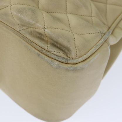 CHANEL Matelasse Chain Shoulder Bag Lamb Skin Beige CC bs15118