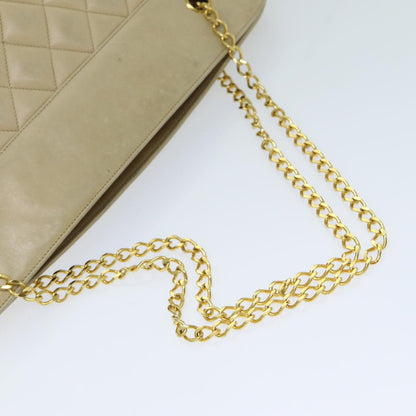 CHANEL Matelasse Chain Shoulder Bag Lamb Skin Beige CC bs15118