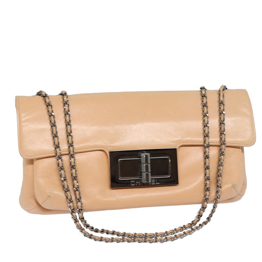CHANEL Turn Lock Chain Shoulder Bag Lamb Skin Pink CC bs15777