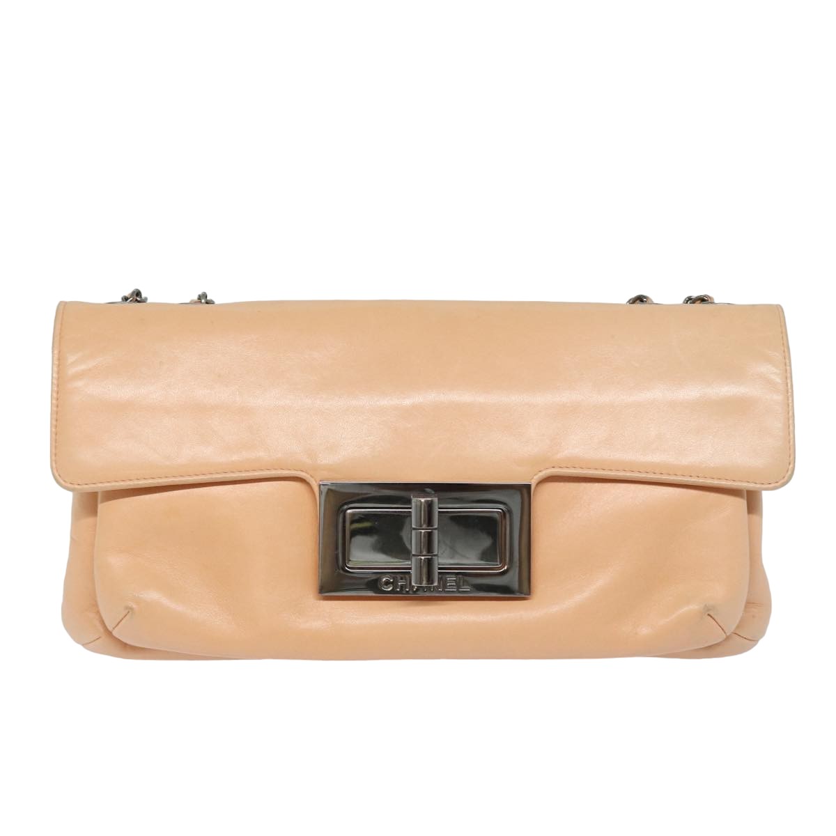 CHANEL Turn Lock Chain Shoulder Bag Lamb Skin Pink CC bs15777