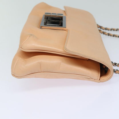 CHANEL Turn Lock Chain Shoulder Bag Lamb Skin Pink CC bs15777