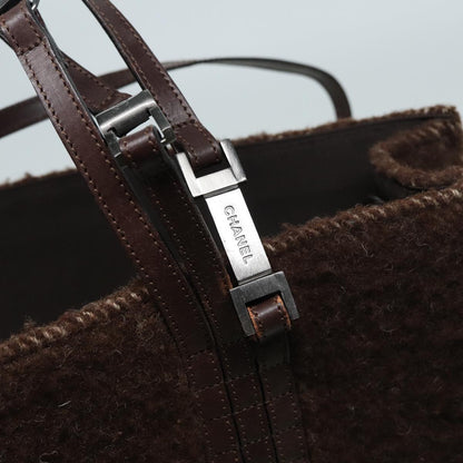 CHANEL Tote Bag Wool Brown CC bs15852