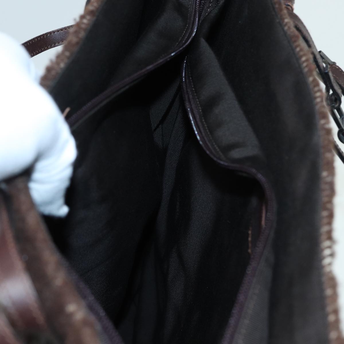 CHANEL Tote Bag Wool Brown CC bs15852