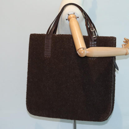 CHANEL Tote Bag Wool Brown CC bs15852