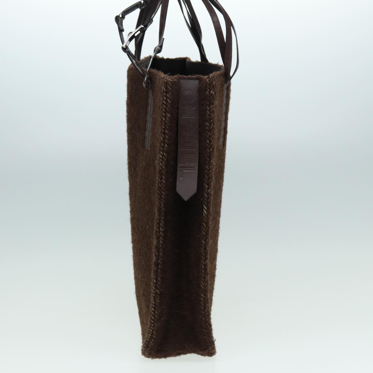 CHANEL Tote Bag Wool Brown CC bs15852