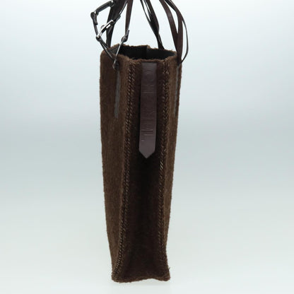 CHANEL Tote Bag Wool Brown CC bs15852