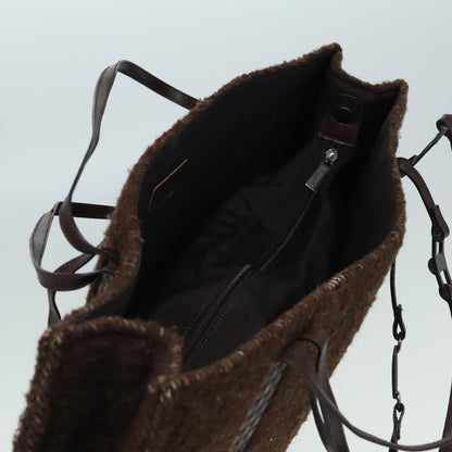 CHANEL Tote Bag Wool Brown CC bs15852