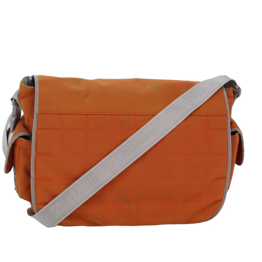 CHANEL Choco Bar Sports Line Shoulder Bag Nylon Orange CC bs15857