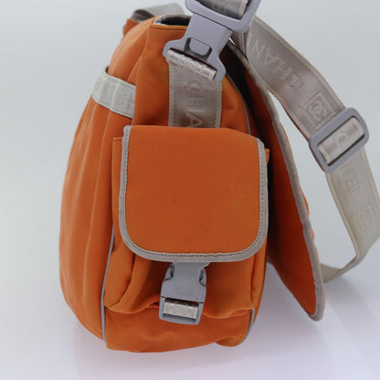 CHANEL Choco Bar Sports Line Shoulder Bag Nylon Orange CC bs15857